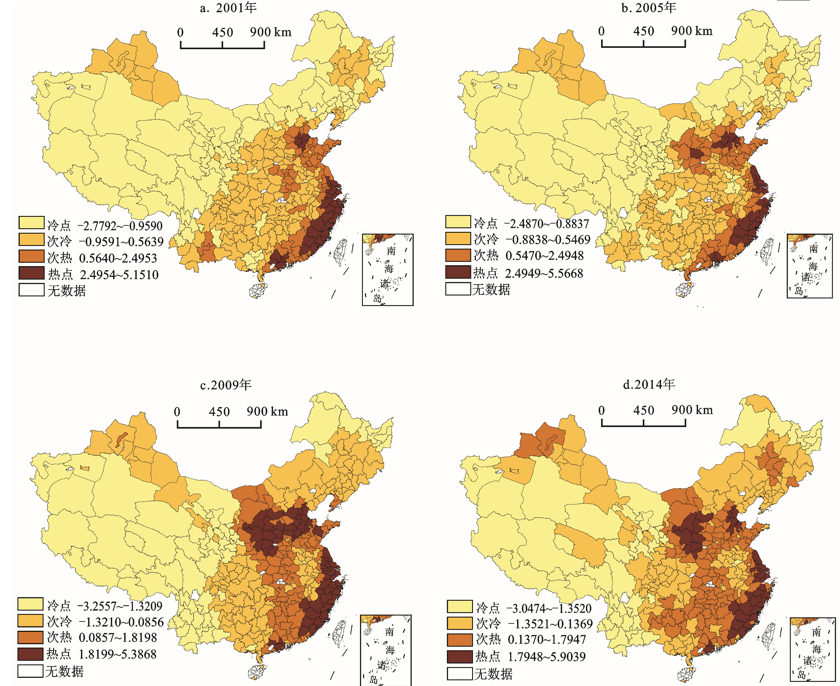 中国地级以上城市土地经济密度差异的时空演化分析